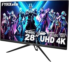 28 Inch 4K Gaming Monitor 144Hz 1ms，IPS Screen with HDR400, 100% sRGB，3840x2160 UHD, AMD FreeSync/G-Sync，PC Monitor for Gaming,Office,Type-C/HDMI/USB，VESA Mount, Bluelight Filter