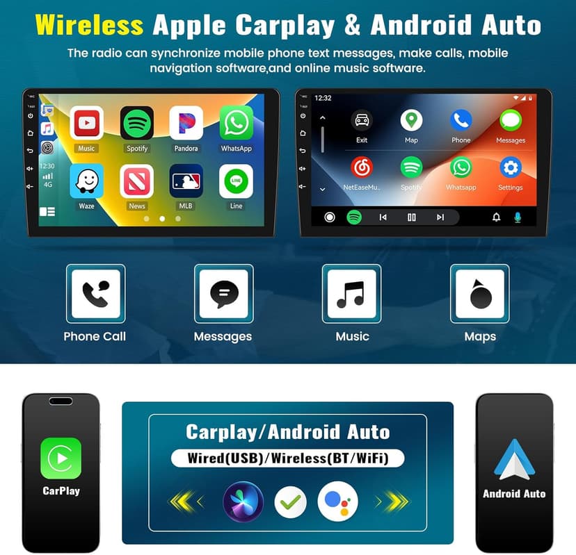 [8 Core 4G+64G] Android 13 Car Stereo for Dodge Ram 1500 2500 3500 2013-2019 with Wireless Apple Carplay Android Auto,9'' HD Touchscreen Dodge Ram Radio with WiFi,GPS/Bluetooth FM/RDS +Backup Camera