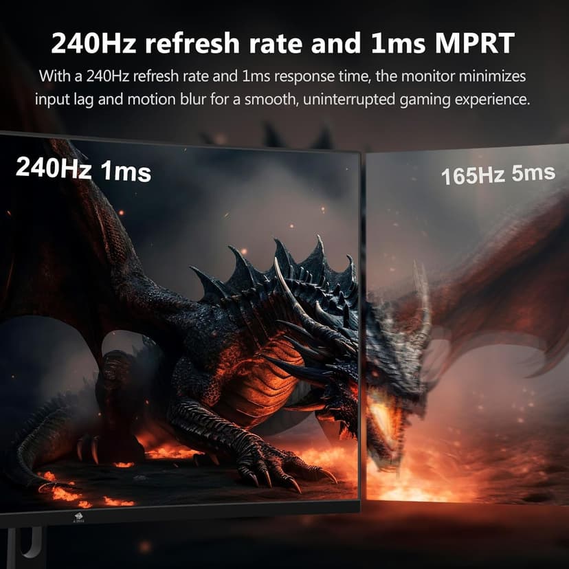 Z-Edge 32 inch Curved Gaming Monitor, FHD 1080P 240Hz Curved Monitor,1500R Computer Monitor, MPRT 1ms Monitor, UG32P 2X DP 1.4 Ports and 2X HDMI 2.0 Ports