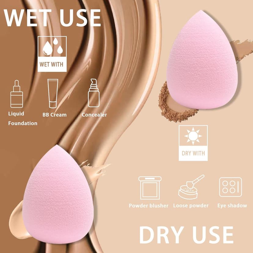 15 pcs Beauty blender Makeup Sponge Bulk:Blender Sponges 15 Pcs for Liquid, Cream, and Powder, Multi-colored Pink make up sponges for foundation
