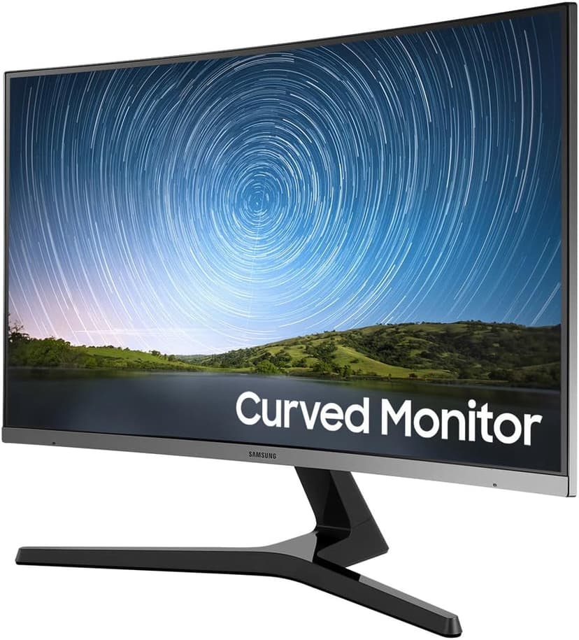 Samsung 27" Curved Monitor with FHD VA Display, AMD FreeSync, Low-Blue Light Mode, Adjustable Tilt, VESA Mount (75x75mm), 1 x HDMI 1.4, 1 x VGA, & Dockztorm USB Port Expander (2025 Latest Model)