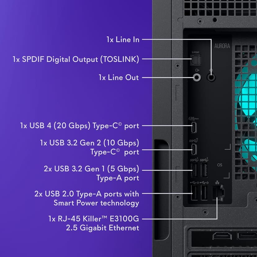 Alienware Aurora Gaming Desktop ACT1250 - Intel Core Ultra 7 265F, 32GB DDR5 RAM, 1TB SSD, NVIDIA GeForce RTX 5070, 1000W Platinum Rated PSU, Windows 11 Home, Clear Panel - Black