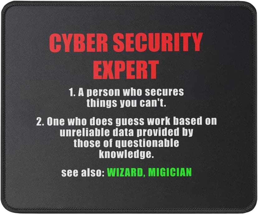 Cybersecurity Expert Definition Mouse Pad - System Administrator - Funny Gifts for Computer Programmer - IT Security - Mouse Mat 9.5 Inch