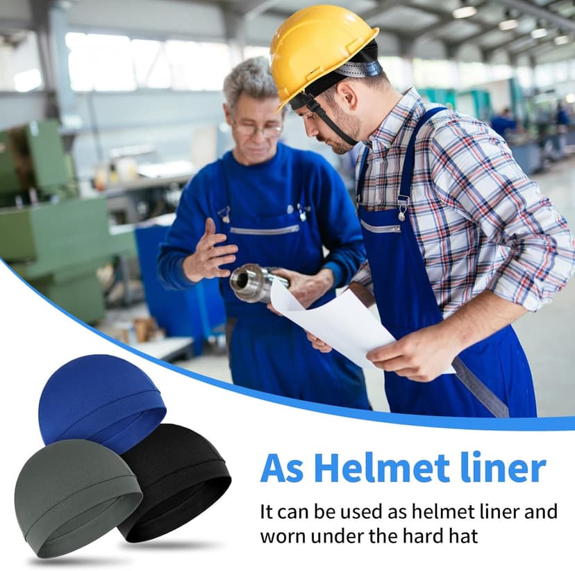 3 pcs Skull Caps, Lightweight Helmet Liner, Breathable Cycling Cap, Cooling Sweat Beanie for Men Women Running Cycling