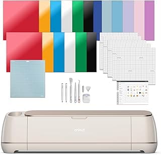 Cricut Maker 4 - Smart Cutting Machine (Seashell) | Engagement Bundle - Includes Smart Vinyl, Cardstock, Transfer Tape, Iron On HTV, Mat, Pens, Tool Kit, & 25 Images in Design Space App