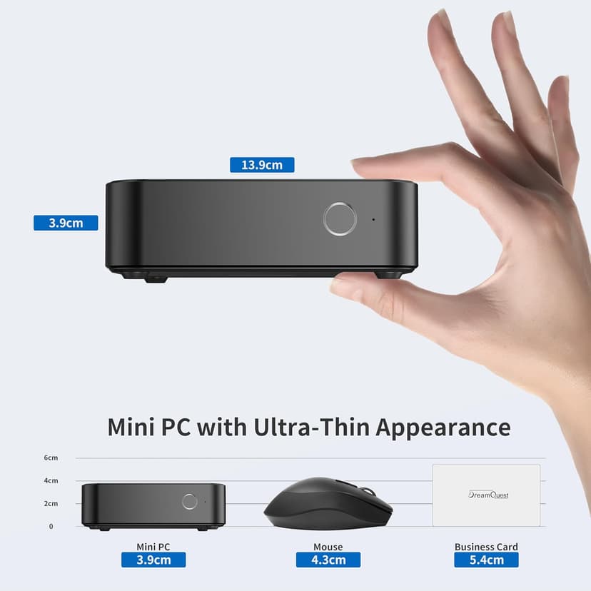 DreamQuest Mini PC Linux Preinstalled, Intel N150 (up to 3.6GHz) Mini Desktop Computers 16GB DDR4 512GB SSD, USB C, DP, HDMI, USB 3.2, Dual LAN,WiFi, Bluetooth, Support 4K 60Hz, Support Windows 11 Pro