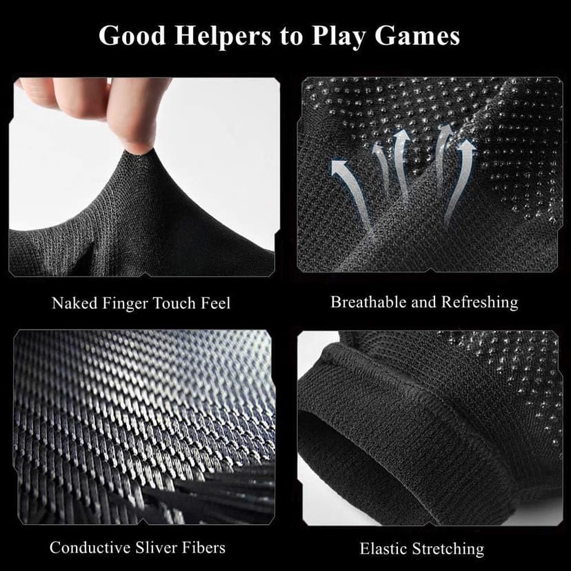 Gaming Gloves for Touchscreen, High-Sensitive Anti-Sweat Breathable Seamless Game Gloves for PUBG Mobile/Knives Out/Rules of Survival