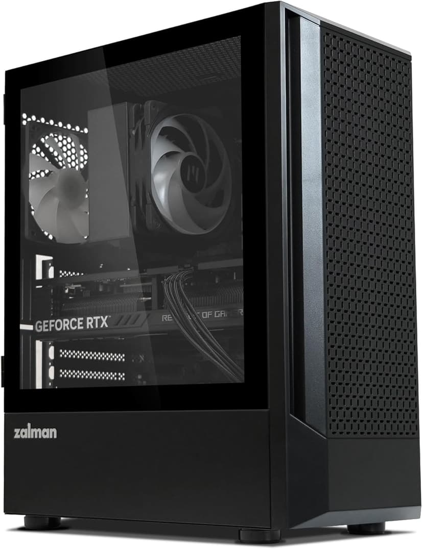Zalman FIT Mid Tower ATX PC Case - 4 x Pre-Installed ARGB Fans, Swing Door Tempered Glass, USB 3.0, Support up to 6 x 120mm Fans, 325mm GPU, 360mm Radiator, Black