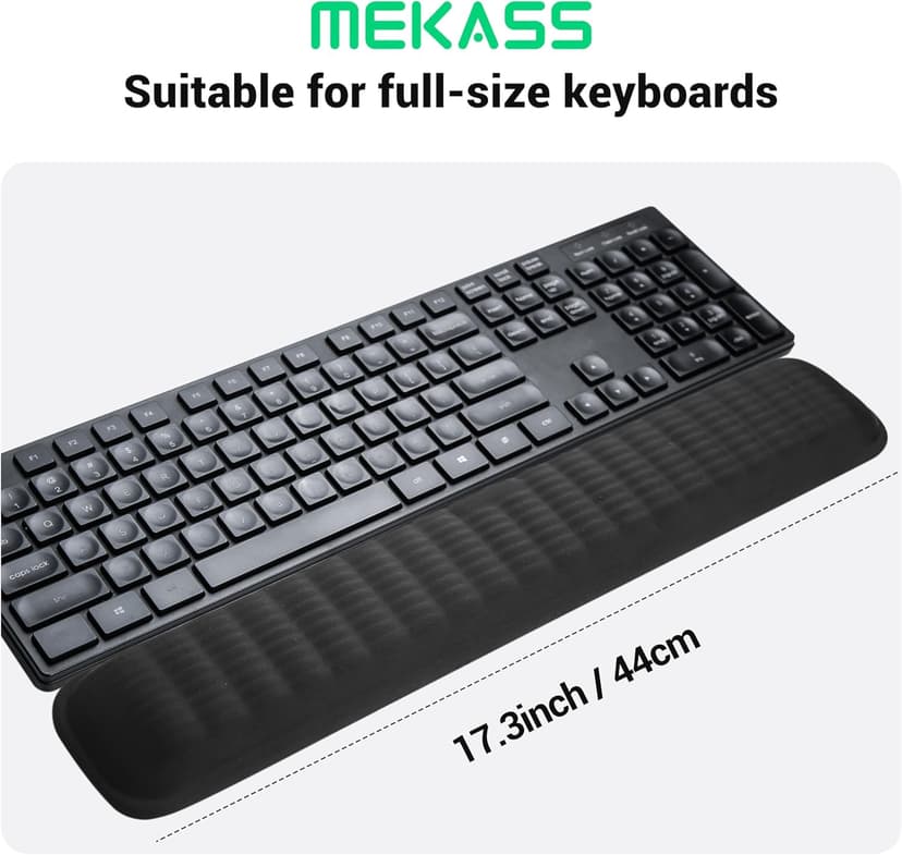 MEKASS Keyboard Wrist Rest, Soft Memory Foam Wrist Support for Keyboard, Keyboard Hand Rest Pad for Wrist Pain Relief, Keyboard Wrist Guard for Long Hours of Work, Gaming, Studying（Classic Black）