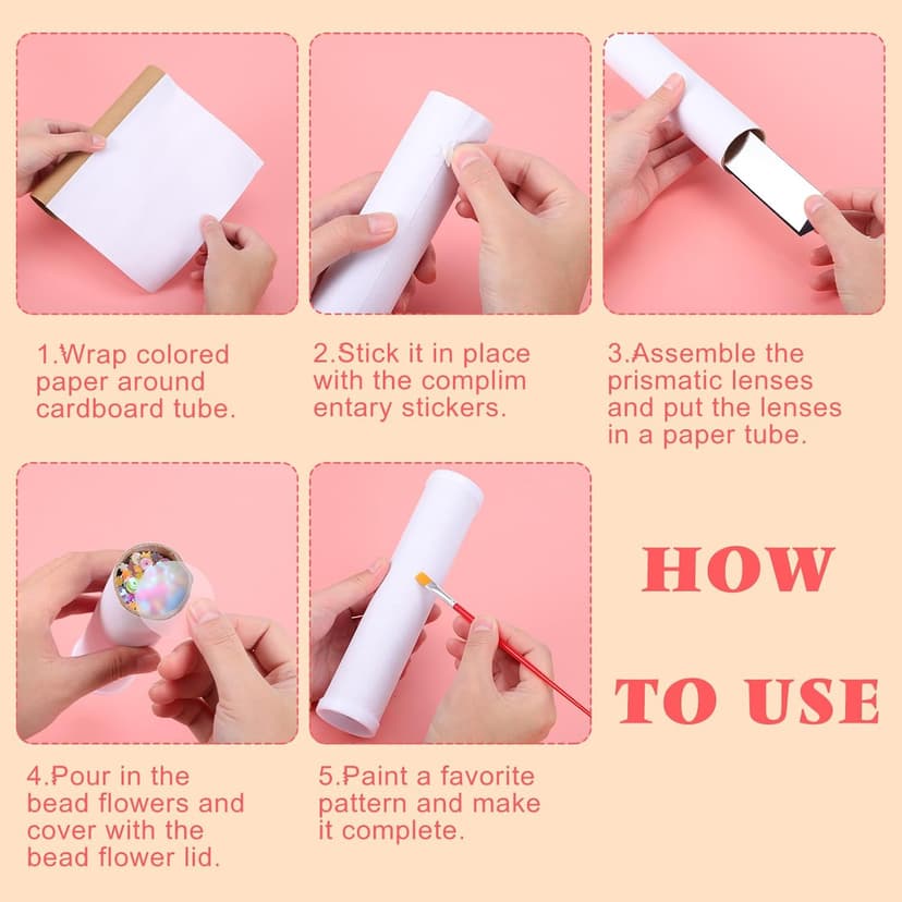 Totority Blank DIY Kaleidoscope Making Kit for Kids - 15 Pcs Variety Tool, Preschool Classic Material for Teaching, White