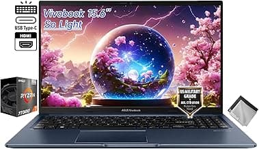 ASUS Vivobook 14" FHD Slim Laptop, Latest 10Cores i5-1334U, Intel UHD Graphics, USB C, Webcam, 2025 Model, Win11 (R7 7730U)