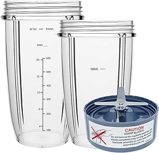 Blender Replacement Parts for Nutribullet, 32oz & 24oz Cups with Replacement Extractor Blade, Compatible with Nutri Bullet 600W/900W Pro Blenders (3 PCS)