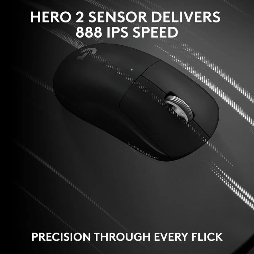 Logitech G PRO X SUPERLIGHT 2 Wireless Gaming Mouse, 60g Pro-Grade with 5 Programmable Buttons, 44k DPI Sensor, 8kHz Report Rate, USB-C Charging for PC/Mac - Black
