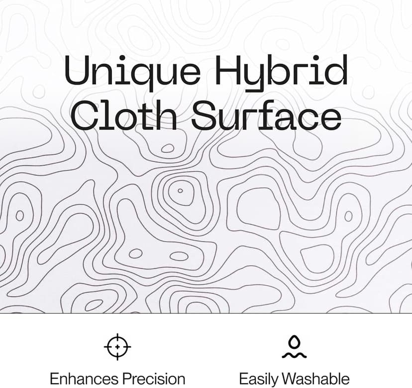 Higround SNOWSTONE Large Topograph Gaming Mousepad, Cool Medium Speed Desk Mousepad, Computer Mouse Mat, Flat Stitched Edge, Full Range of Motion, Non-Slip Rubber Base, Perfect for Gamers & Office Use