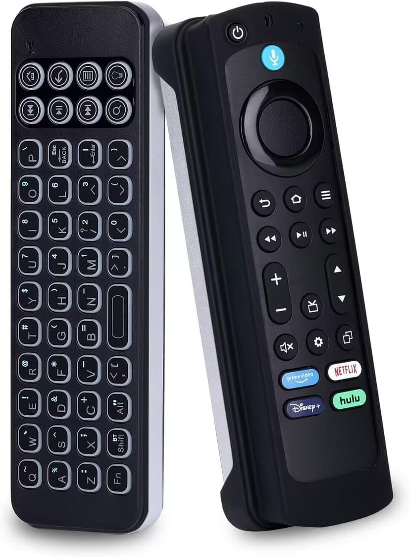 iPazzPort Mini Bluetooth Keyboard, Handheld QWERTY Keyboard, Backlit Wireless Portable Keypad, Rechargeable,for AMZ Fire TV Stick 4K Max, HTPC, IPTV with Fire TV Remote Cover(6.2in)