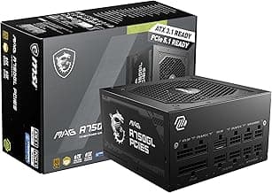 MSI MAG A750GL PCIE 5.1 & ATX 3.1 Gaming Power Supply - Full Modular - 80 Plus Gold Certified 750W - Compact Size - ATX PSU - 10 Year Warranty