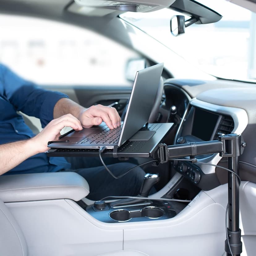 VIVO Single Laptop Car Mount, Fully Adjustable Extension, Notebook Stand for Trucks, Vans, and SUVs, Articulation and Height Adjustment, Black, MOUNT-CAR01