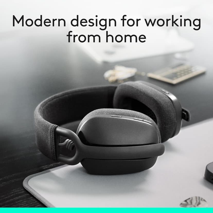 Logitech Zone Vibe 100 Lightweight Wireless Over Ear Headphones with Noise Canceling Microphone, Advanced Multipoint Bluetooth Headset, Works with Teams, Google Meet, Zoom, Mac/PC - Graphite