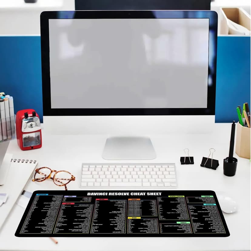 Davinci Resolve Shortcuts Mouse Pad – Large Computer Accessory & Desk Mat for Windows PC, Non-Slip, Extended Keyboard & Mousemat for Video Editing KMH