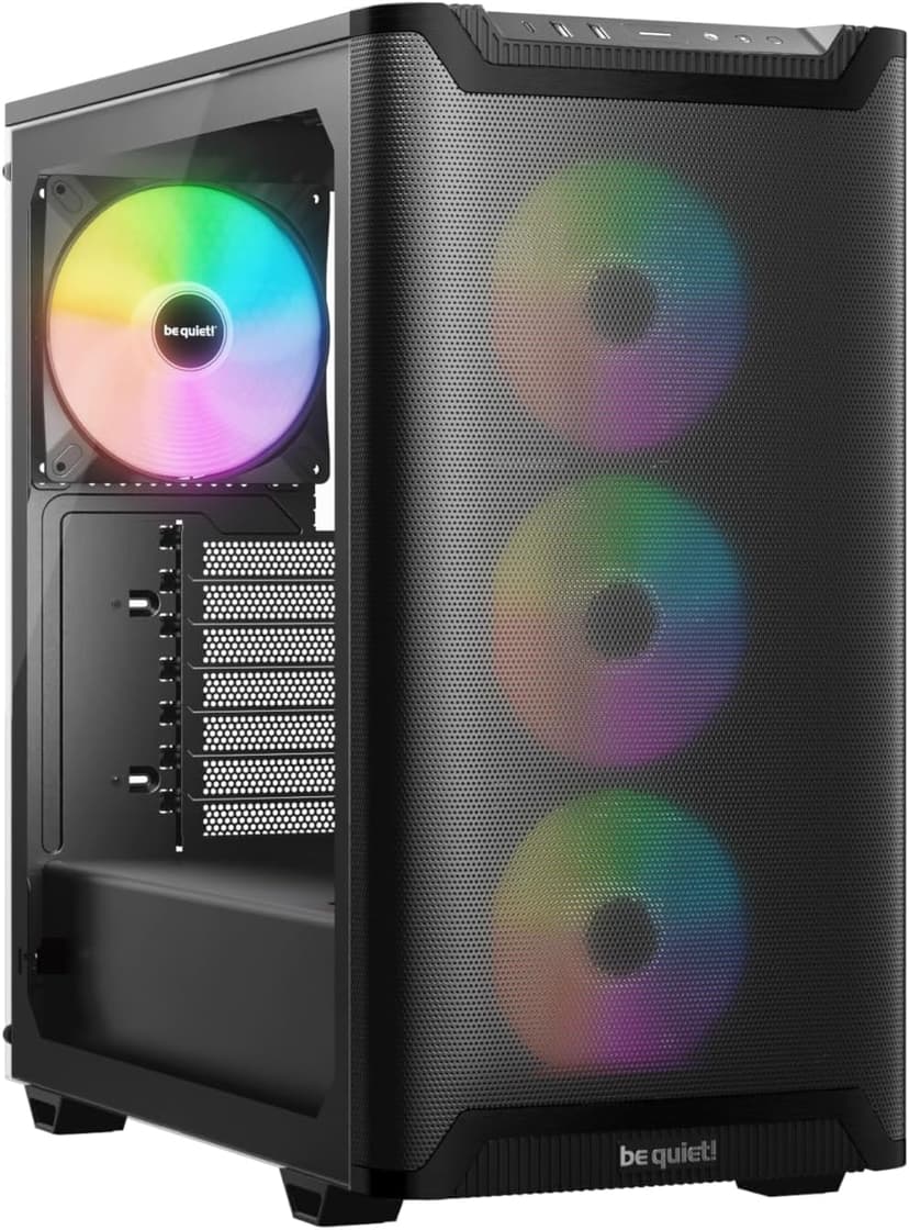 be quiet! Pure Base 501 LX Black Mid-Tower ATX Case | High Airflow | 4 Preinstalled Light Wings LX PWM Fans | ARGB Lighting with Controller and PWM hub | Optimized Air Pressure Case | BGW78