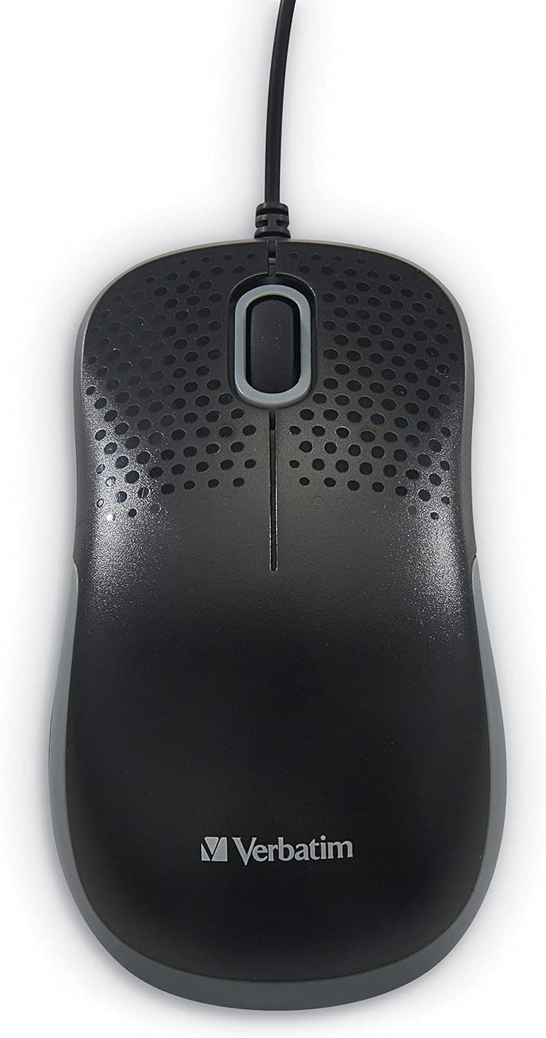 Verbatim USB Silent Corded Optical Mouse - Wired Noiseless Silent Click Computer Mouse for PC, Mac, Laptop, Chromebook - Black 70749