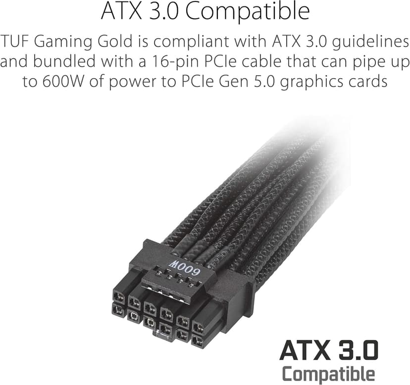 ASUS TUF Gaming 1000W Gold (1000 Watt, ATX 3.0 Compatible Fully Modular Power Supply, 80+ Gold Certified, Military-Grade Components, Dual Ball Bearing, Axial-tech Fan, PCB Coating, 10 Year Warranty)