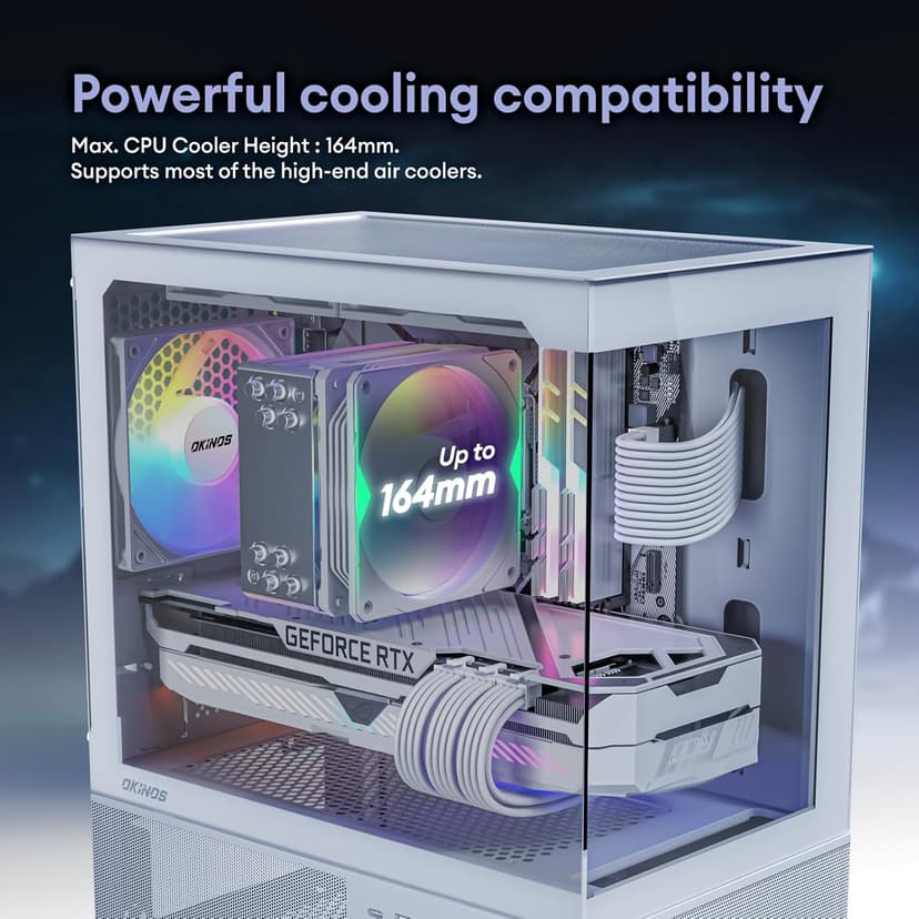Aqua 3, Micro ATX Case, MATX PC Case with 3 X 120mm 3-Pin ARGB Fan Pre-Installed, Panoramic View Tempered Glass Front & Side Panel, with Type C Port, Black