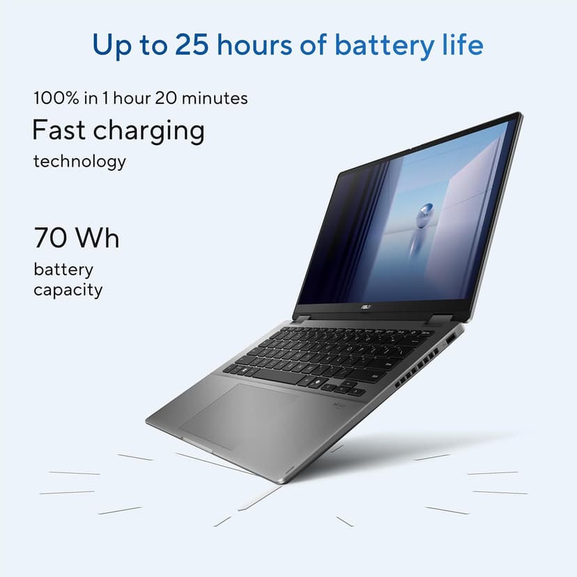 ASUS Vivobook 14 Flip Laptop Copilot+ PC, 14” OLED WUXGA 60Hz Touch Display, Intel® Core™ Ultra 5 226V, Intel® Arc™ Graphics, 16GB Memory, 512GB Storage, Windows 11, Matte Gray, TP3407SA-ES54T