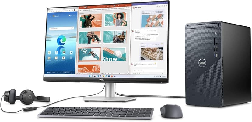 Dell Inspiron 3910 Desktop Computer Tower - 12th Gen Intel Core i5-12400, 16GB DDR4 RAM, 256GB SSD + 1TB HDD, Intel UHD Graphics 730, WiFi 6, HDMI, Bluetooth, USB-C, Windows 11 Home - Blue