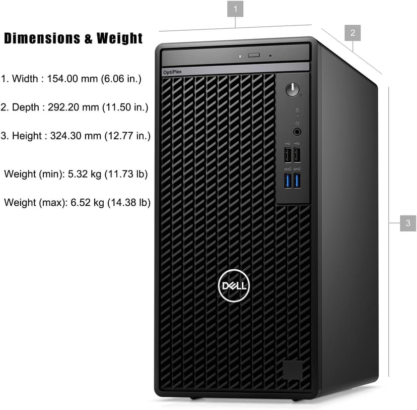 Dell OptiPlex 7010 Tower 7000 Business Desktop Computer, 12th Gen Intel Hexa-Core i5-12500 (Beat i7-11700), 16GB DDR4 RAM, 512GB PCIe SSD, DVDRW, WiFi Adapter, RJ-45, Keyboard & Mouse, Windows 11 Pro