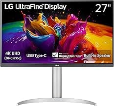 LG 27UP850K-W 27-inch Ultrafine 4K UHD (3840 x 2160) IPS Computer Monitor, 60Hz, 5ms, DisplayHDR 400, Built-in Speaker, HDMI, DisplayPort, USB Type-C 90W PD, Tilt/Height/Pivot Adjustable Stand, White