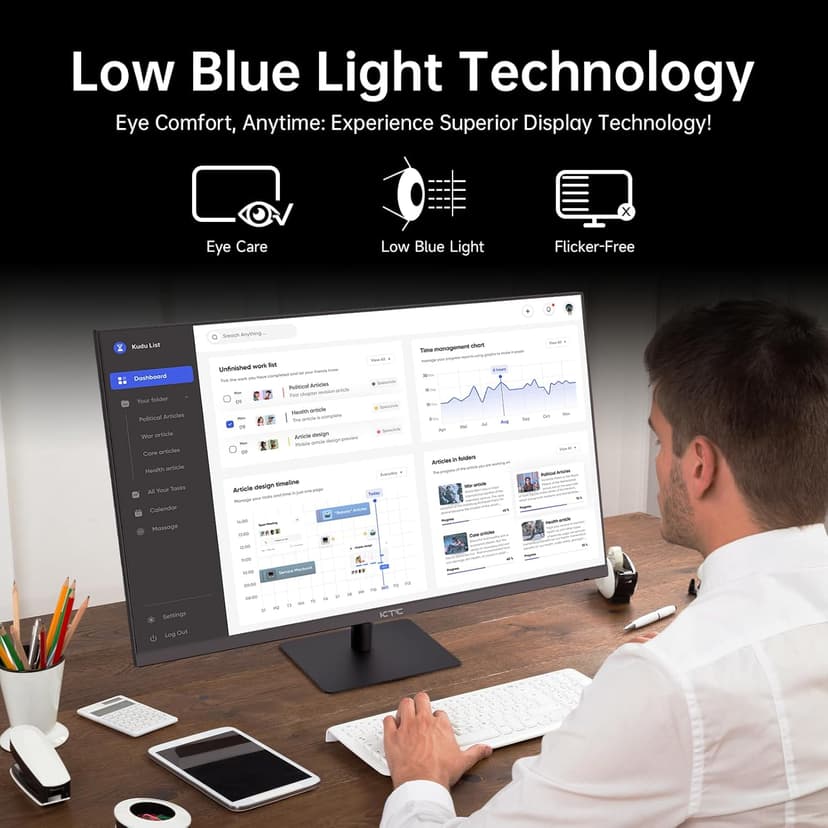 32 Inch 2K Computer Monitor, IPS 1440p Monitor with Ultra-Thin Bezels, HDR10, Freesync/G-sync, HDMI/DP Ports, Tilt Adjustable, Eyecare, Ideal for Business, Office, and Casual Gaming