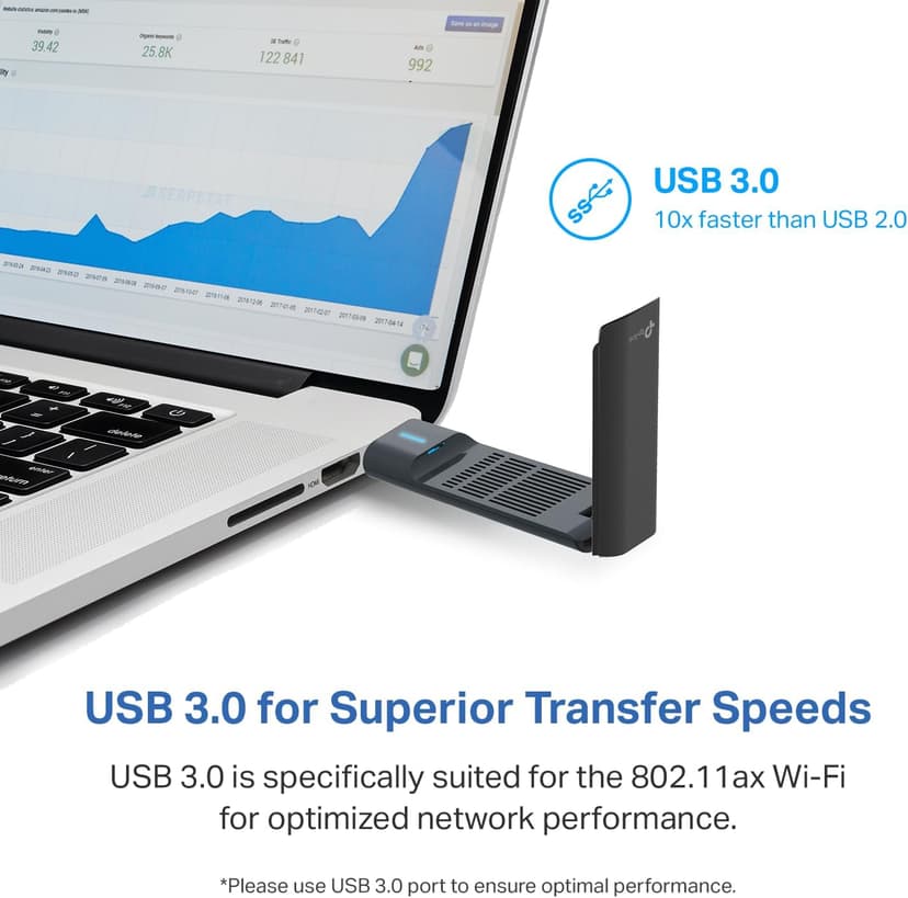 TP-Link WiFi 6E USB Adapter for Desktop PC - (Archer TXE50UH) AXE3000 Tri-Band Wireless Network Adapter, Ultra-Low Latency, MU-MIMO, OFDMA, Refined Security, WPA3, Supports Windows 11/10