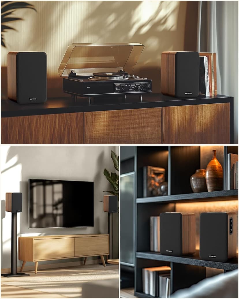 Active Bookshelf Speakers 36W RMS - BT 5.4 Wireless Speaker with 5 Inch Woofer, Silk Dome Tweeter PC Speakers - USB Digital Audio Studio Monitors Bass & Treble Adjust AUX Input for Record Player TV