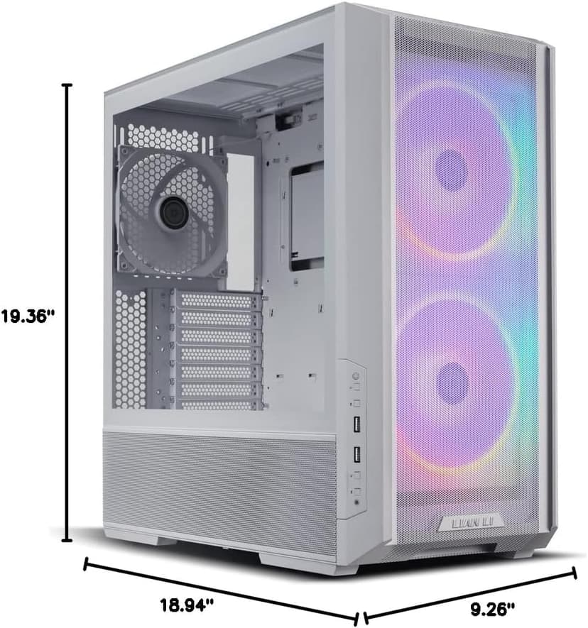 Lian Li Lancool 216 Mid-tower case with high cooling performance - Includes controller - dual front 160MM PWM fans and 1 rear 140MM PWM fan - Airflow focused - Up to 10 fans (CS-L216RCW-X White)