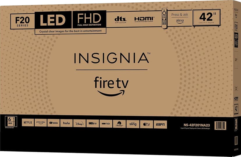 INSIGNIA 42" Class F20 Series Smart Full HD Fire TV, Voice Remote with Alexa, Free & Live TV