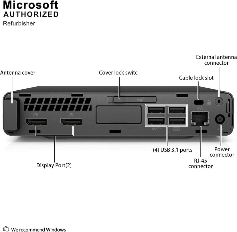 HP ProDesk 600 G3 Mini PC Desktop Intel Core i5-6500T (Quad Core) 16GB RAM 256GB PCIe Solid State Drive USB-C Windows 10 Professional (Renewed)