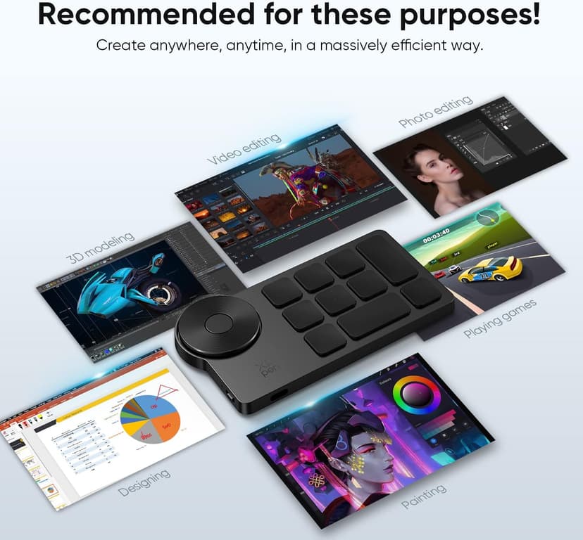 XPPen Mini Keydial ACK05 Wireless Shortcut Keyboard Bluetooth Programmable Express Remote Control with Dial & Customized Express Keys for Drawing Tablet PC MacBook Windows Images Video Editing