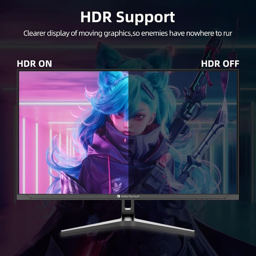 32 Inch UHD Gaming Monitor, (3840 X 2160) Computer Monitor, HDR400, DCI-P3 86%，100% sRGB, Eye Care, Freesync, HDMI, Dp Port and Built-in Speaker, Support Wall