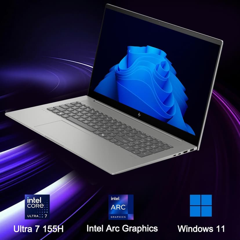 HP 2024 Envy 17.3" Copilot AI Laptop, 17.3" FHD Touchscreen, Intel Core Ultra 7 155H, 64GB DDR5 RAM, 4TB SSD, Backlit Keyboard, Numeric Keypad, HDMI, Webcam, Wi-Fi 7, Windows 11 Home, Silver