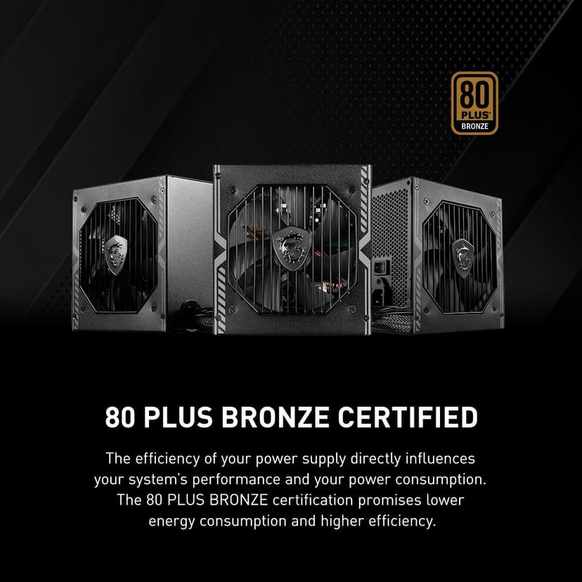 MSI MAG A650BN Gaming Power Supply - 80 Plus Bronze Certified 650W - Compact Size - ATX PSU