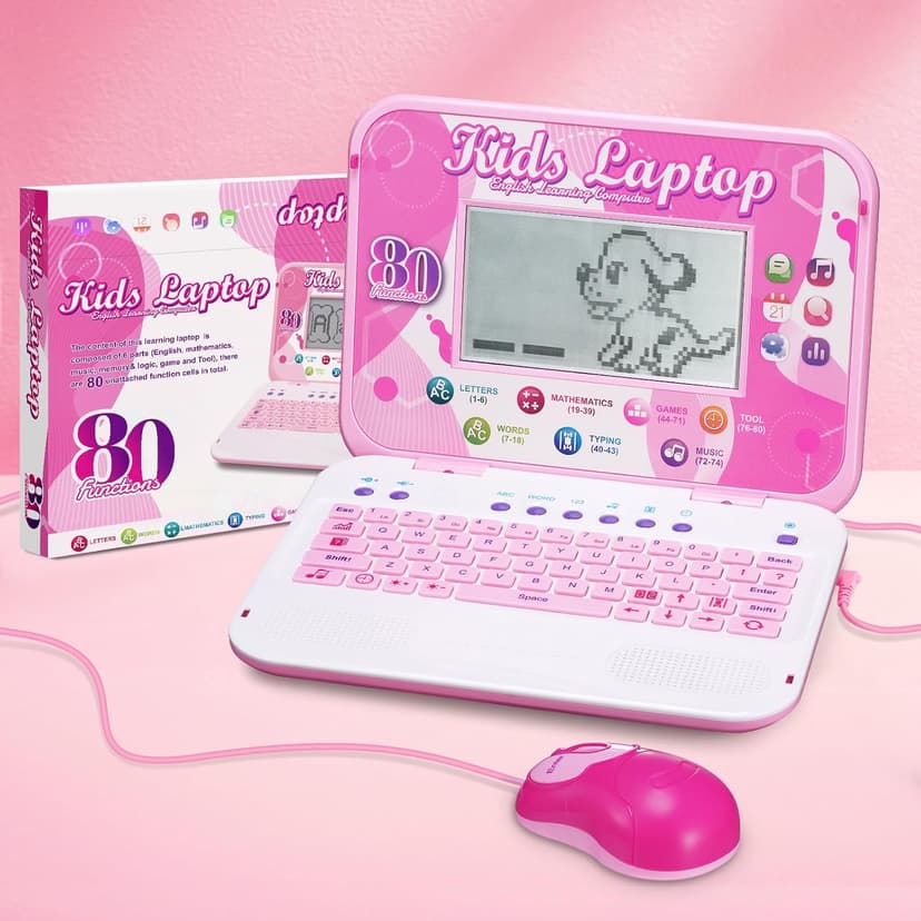 LESHITIAN Kids Laptop, 80 Learning Modes with 7 Inch Large Screen, Educational Learning Computer for Kids Ages 5+