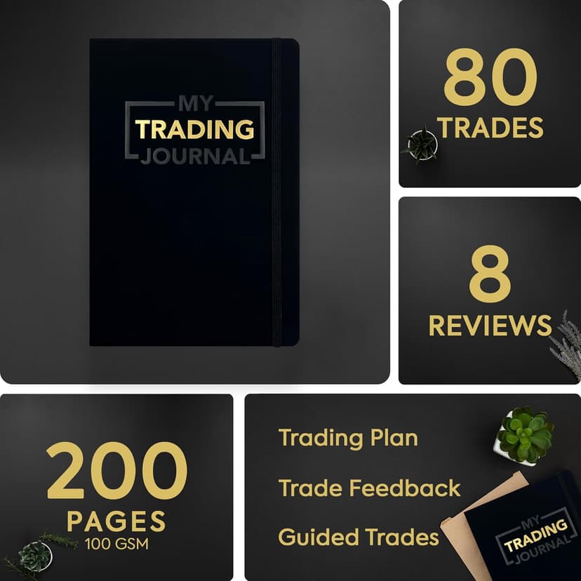 My Trading Journal - Premium Log Book for Stock Market, Forex, Options, Crypto - Guided Trading Journal with 80 Trades, 8 Review Sections - Ideal for Day Traders, Swing Traders, Position Traders