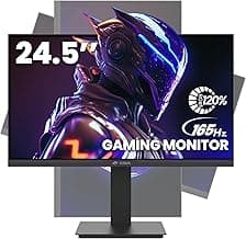 CRUA 24.5Inch Gaming Monitor 144Hz/165Hz, FHD(1920x1080P) 120% sRGB Computer Monitor, Height/Pivot/Swivel/Tilt Adjustable Vertical Monitor, Support FreeSync, DP,HDMI, Wall Mount (75mmX75mm)