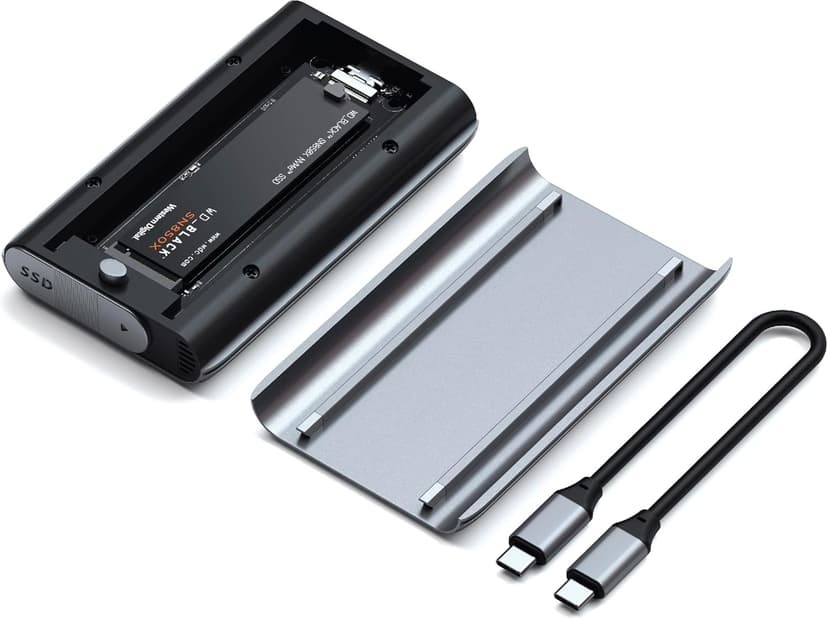 Satechi M.2 Enclosure – USB4 NVMe SSD Pro Enclosure, 40Gbps, up to 16TB, Aluminum Enclosure with Silicone Pin, Polycarbonate Casing, USAP SSD Trim for Sizes 2280/2260/2242/2230mm (SSD Not Included)