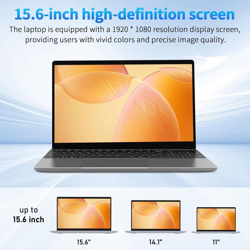 15.6'' Laptop Computer,1080P FHD Display,8GB RAM,512GB SSD, Intel N5095 CPU Business Laptop,Numeric Keypad,Backlit Keyboard,Fingerprint Unlock,SD Card Reader,Webcam, 5GWiFi, HDMI,Silver