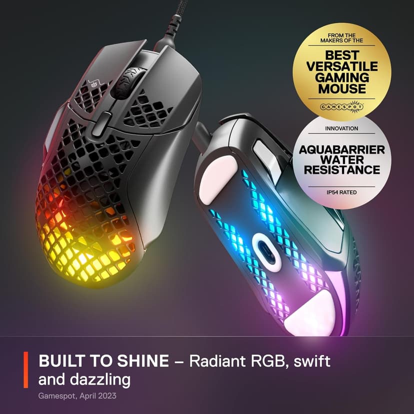 SteelSeries Aerox 5 - Holey RGB Gaming Mouse - Ultra-lightweight Water Resistant Design - 18K DPI TrueMove Air Optical Sensor