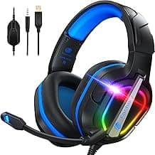 Fachixy FC200 PC Gaming Headset for PS4, PS5, Switch, Xbox One, Mac, Noise Canceling Headphones with Microphone, Computer Headset with 3.5mm Jack & RGB Light