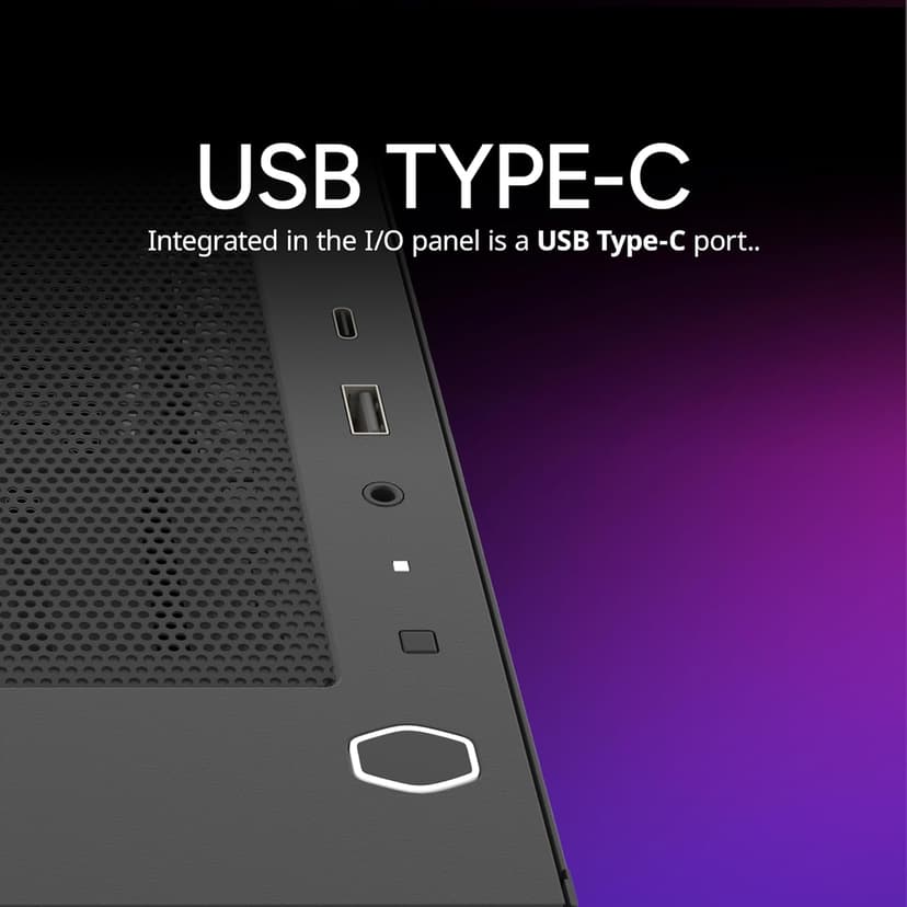 Cooler Master Elite 301 Lite Micro-ATX High Airflow Minimalist PC Case, 365mm GPU Max, Compatible RTX 5080|RX 7090 XT, 280mm AIO Max, Type C, Tempered Glass, 120mm PWM Fan, Intakes Grill