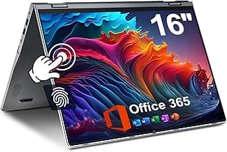 jumper 2 in 1 Laptop, 16 inch Convertible Laptop Computer with IPS FHD 360 Degree Touchscreen, 640GB Storage, 16GB RAM, Fingerprint Reader, Backlit Keyboard, Celeron N5095, 53.2WH, WiFi 6